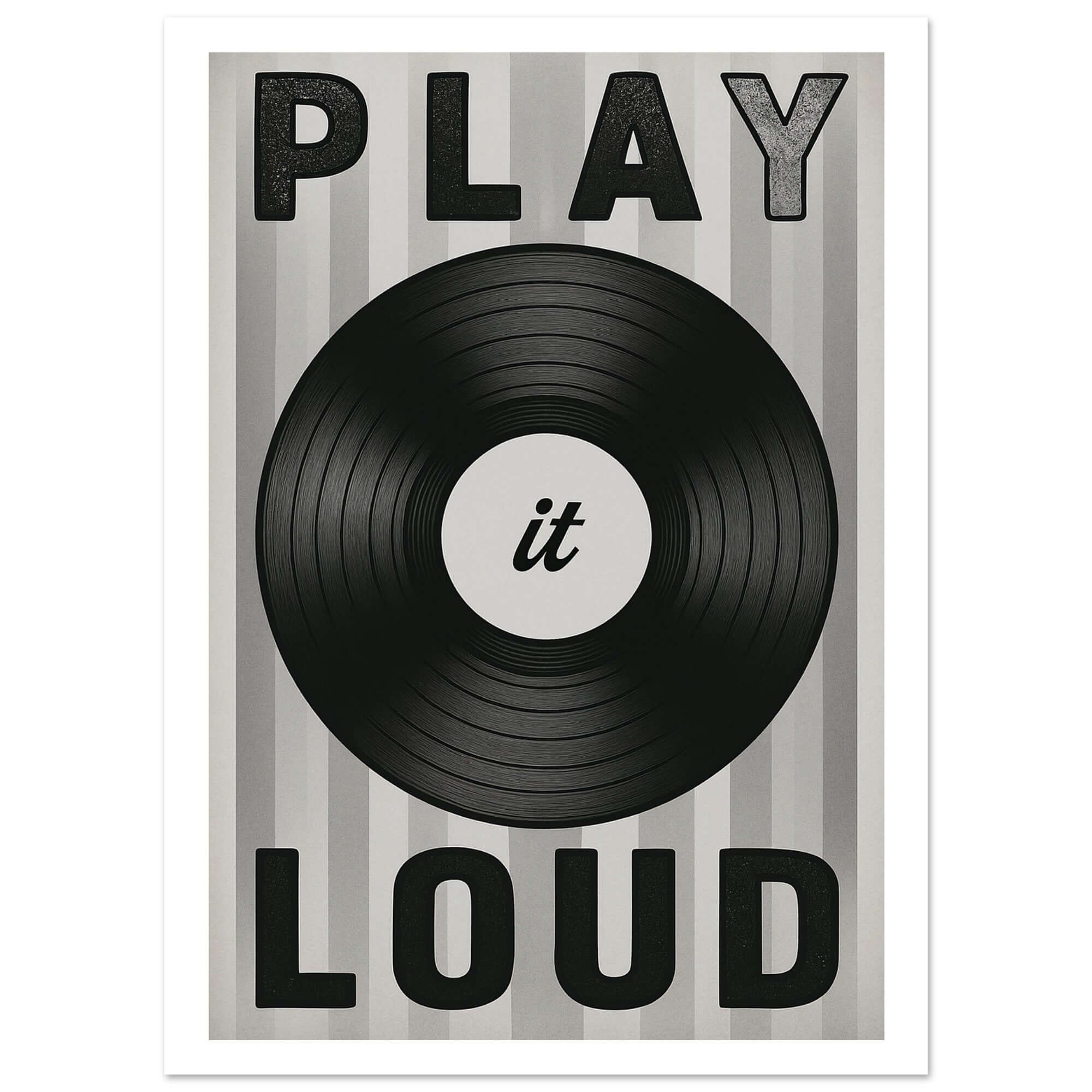 Play It Loud Vinyl Record Wall Art – Retro Music Poster for Studio & Home Decor