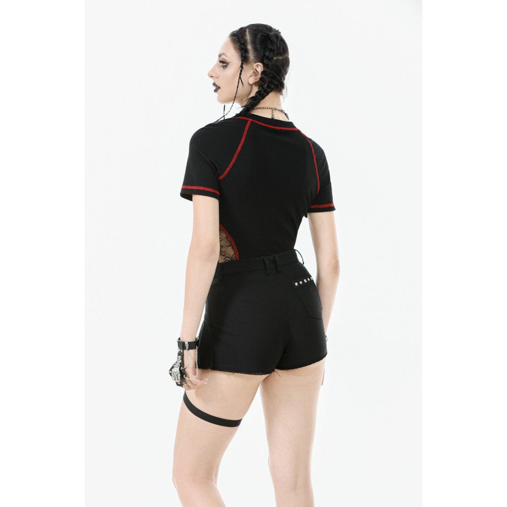 Dark in Love Gwen Black Pleated Garter Shorts – High-Waisted Goth