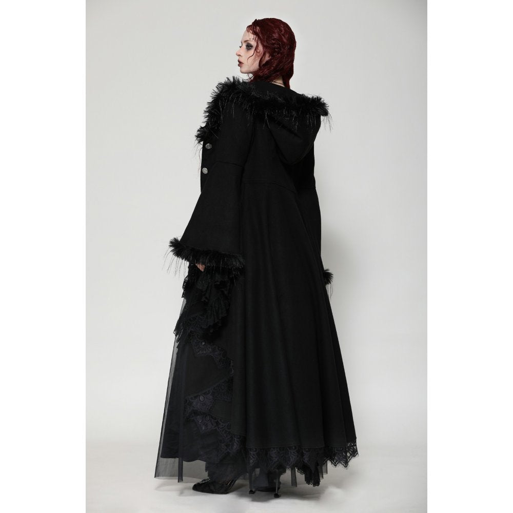 Dark in Love Eira Hooded Coat – Faux Fur and Lace Trim Winter Jacket