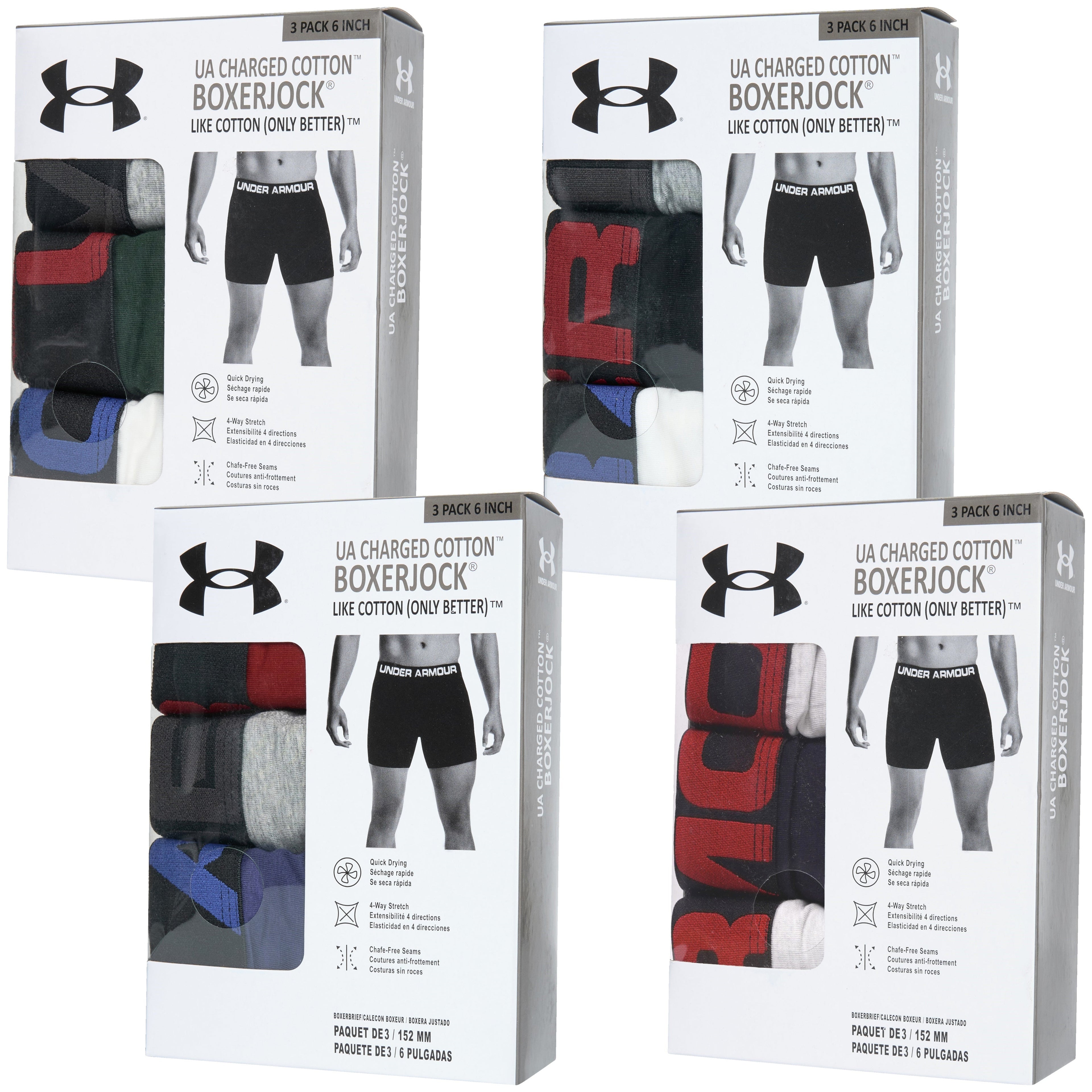 Under Armour 6" Charged Cotton 3 Pack Boxerjocks