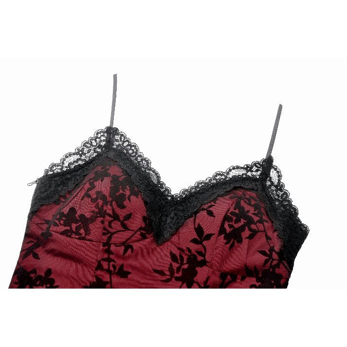 Dark in Love Althea Burgundy Velvet Goth Camisole with Lace Trim