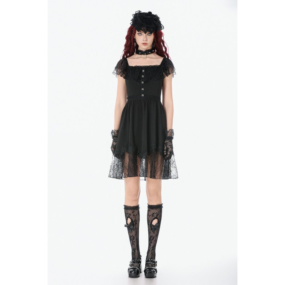 Dark in Love Black Gothic Lolita Dress – Lace Bow Sweet Style