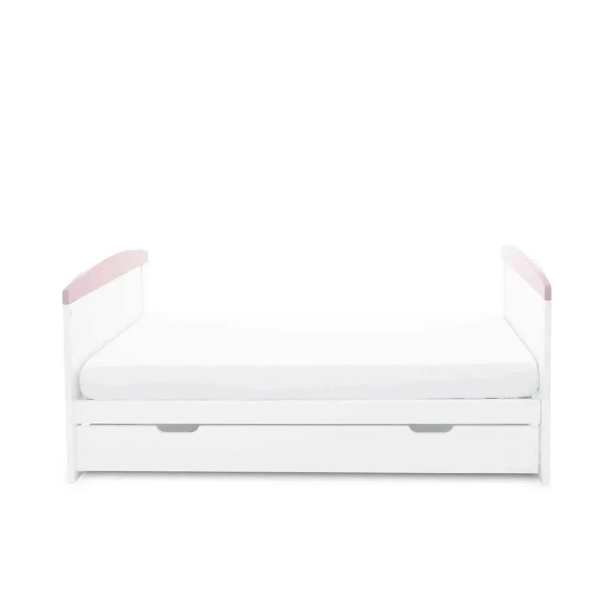Ickle Bubba Coleby Style Cot Bed with Under Drawer Elephant Love Pink - Premium Sprung Mattress