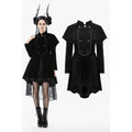 Dark in Love Lilith Officer Velvet Coat – Black Gothic High-Low Jacket