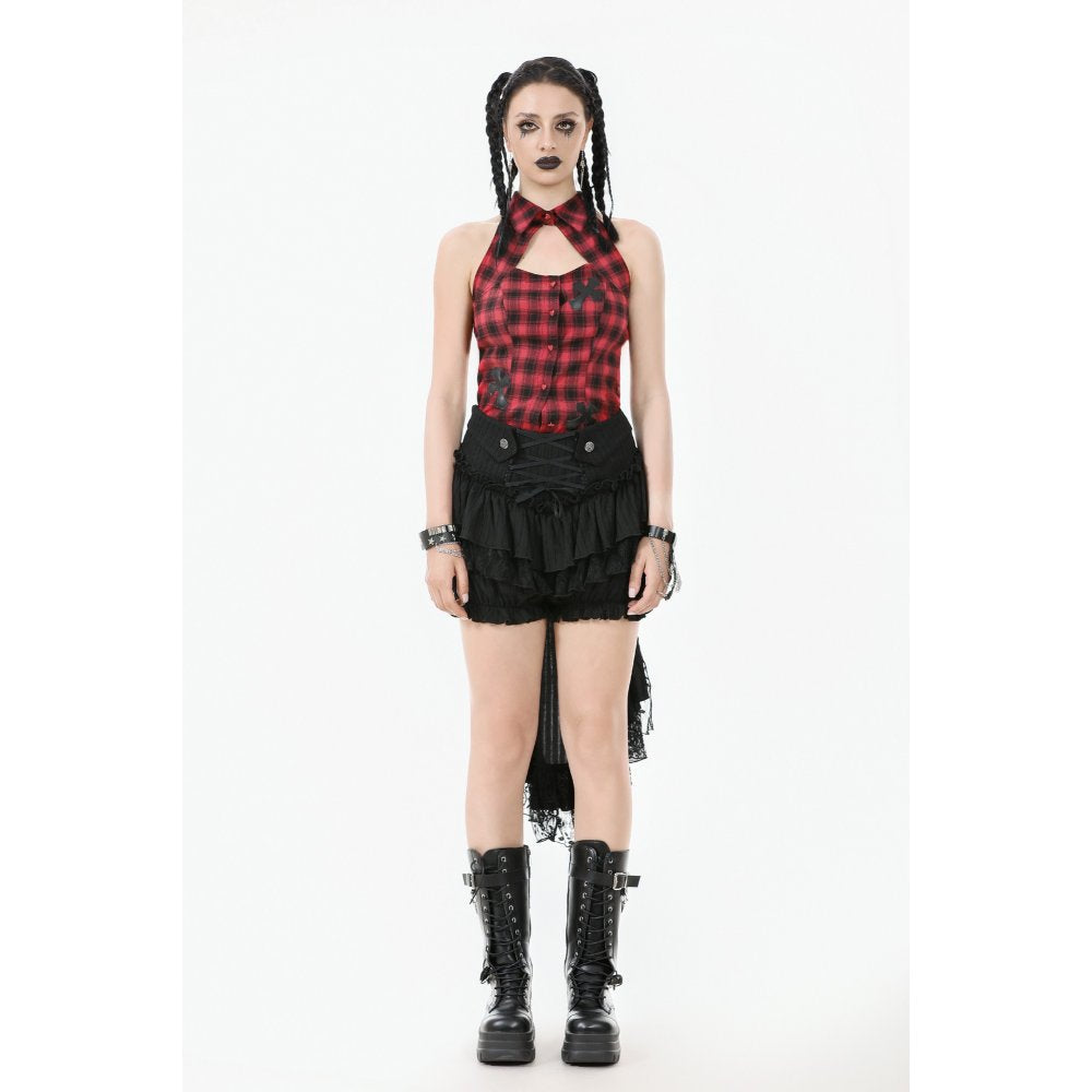 Dark in Love Cordelia Gothic High-Low Layered Skort - Black Lace