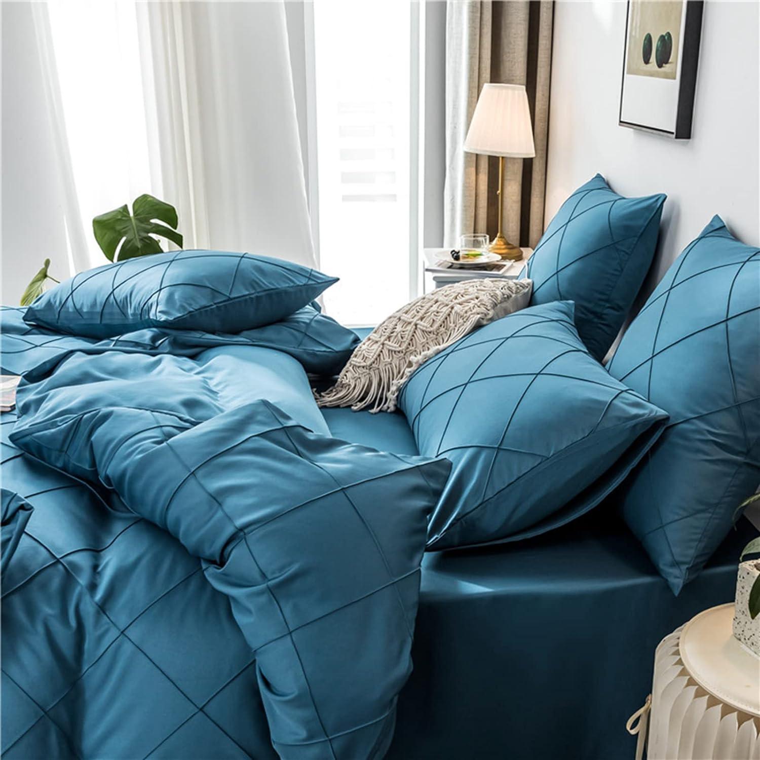 HAVOP King Size Duvet Cover Set | Beige Embossed Stripe Microfiber