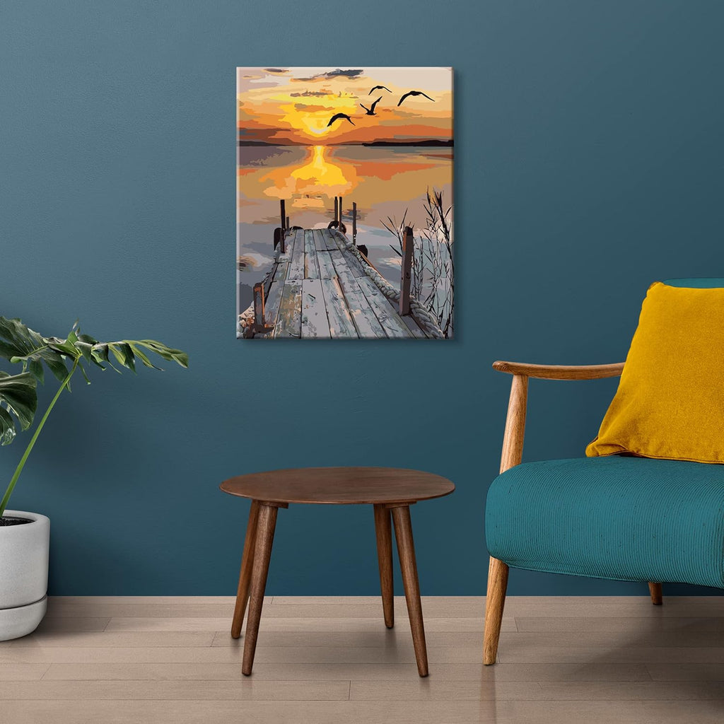 TONZOM Paint by Numbers Kit - Sunset DIY Framed Canvas Art, 40x50cm