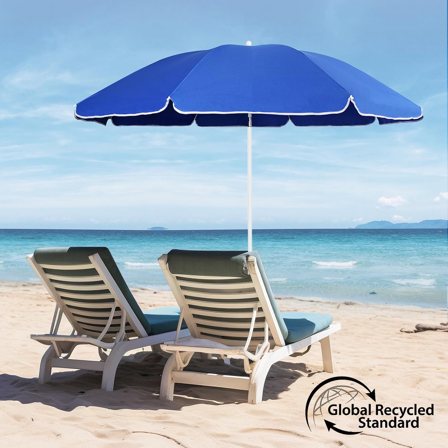 Sekey 1.6m Tilting Beach Umbrella | UV20+ Portable Sun Shelter – Blue