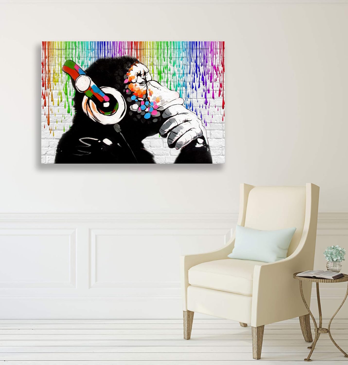 Massive Discounts Banksy Monkey Street Art Canvas Print - 24x16 Inch