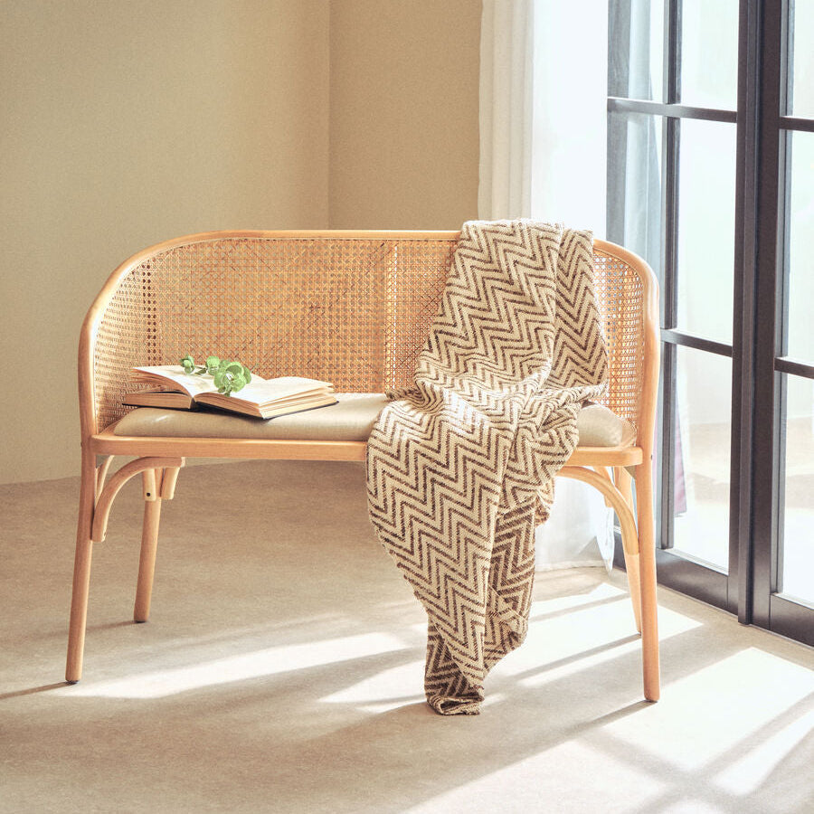 Orsina Bosie Beige Woven Chevron Throw Blanket – Neutral Home Decor