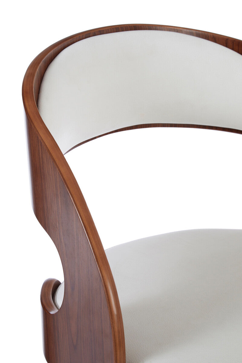 Orsina Parker White Leather Effect Dining Chair with Curved Back
