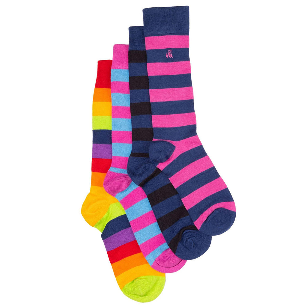 Swole Panda Bamboo Socks Bundle – 4 Pair Luxury Pride Stripe Set