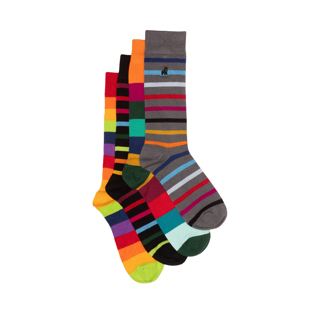Swole Panda Bamboo Socks – Narrow Stripe Luxury 4-Pair Gift Bundle