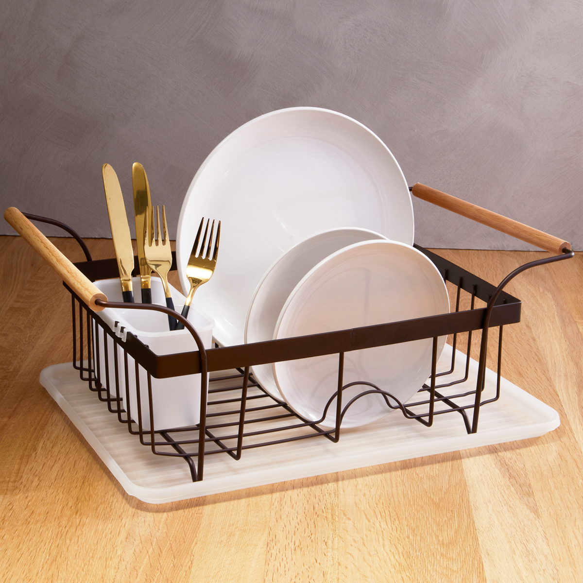 Orsina Vertex Dish Drainer – Bronze Powder Coated Rack with Drip Tray