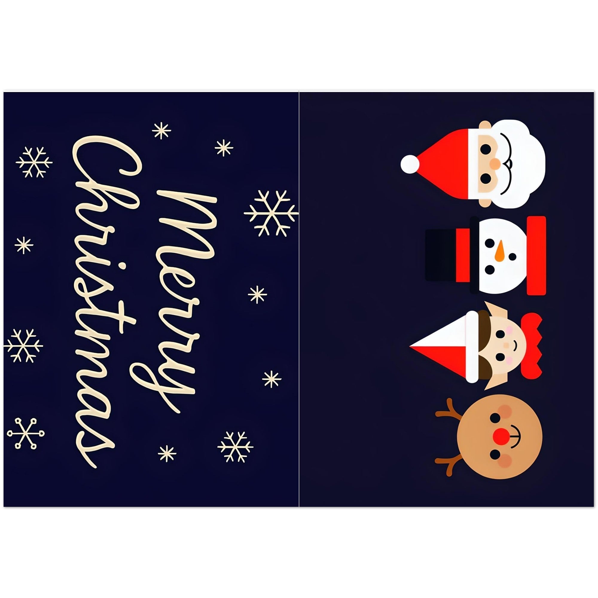 Merry Christmas Greeting Cards – Reindeer, Elf & Snowman Design (10 Pack)