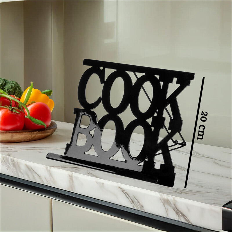 Orsina Alpha Black Enamel Cookbook Stand and Tablet Holder for Kitchen