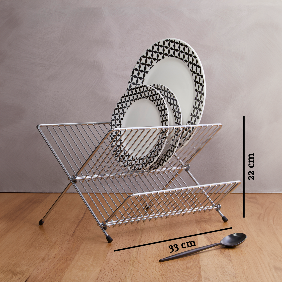 Orsina Small Chrome Folding Dish Drainer | Stainless Steel Sink Rack