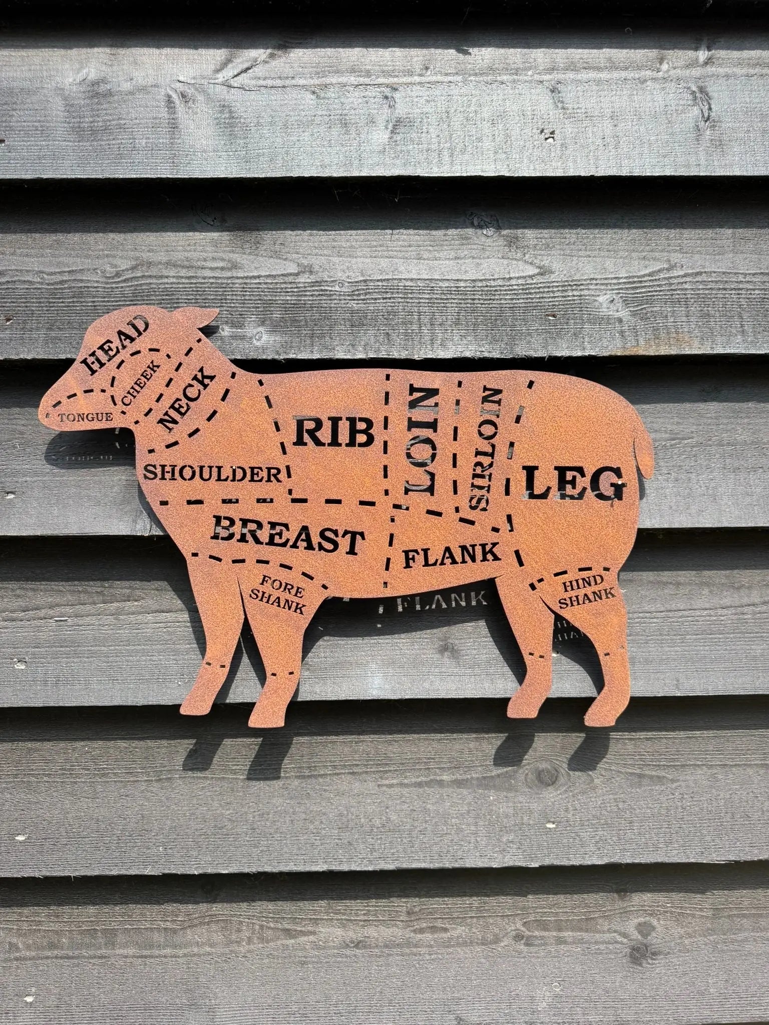 Rustic Metal Butchers Lamb Garden Decor | Steel Wall Art by RW Norfolk