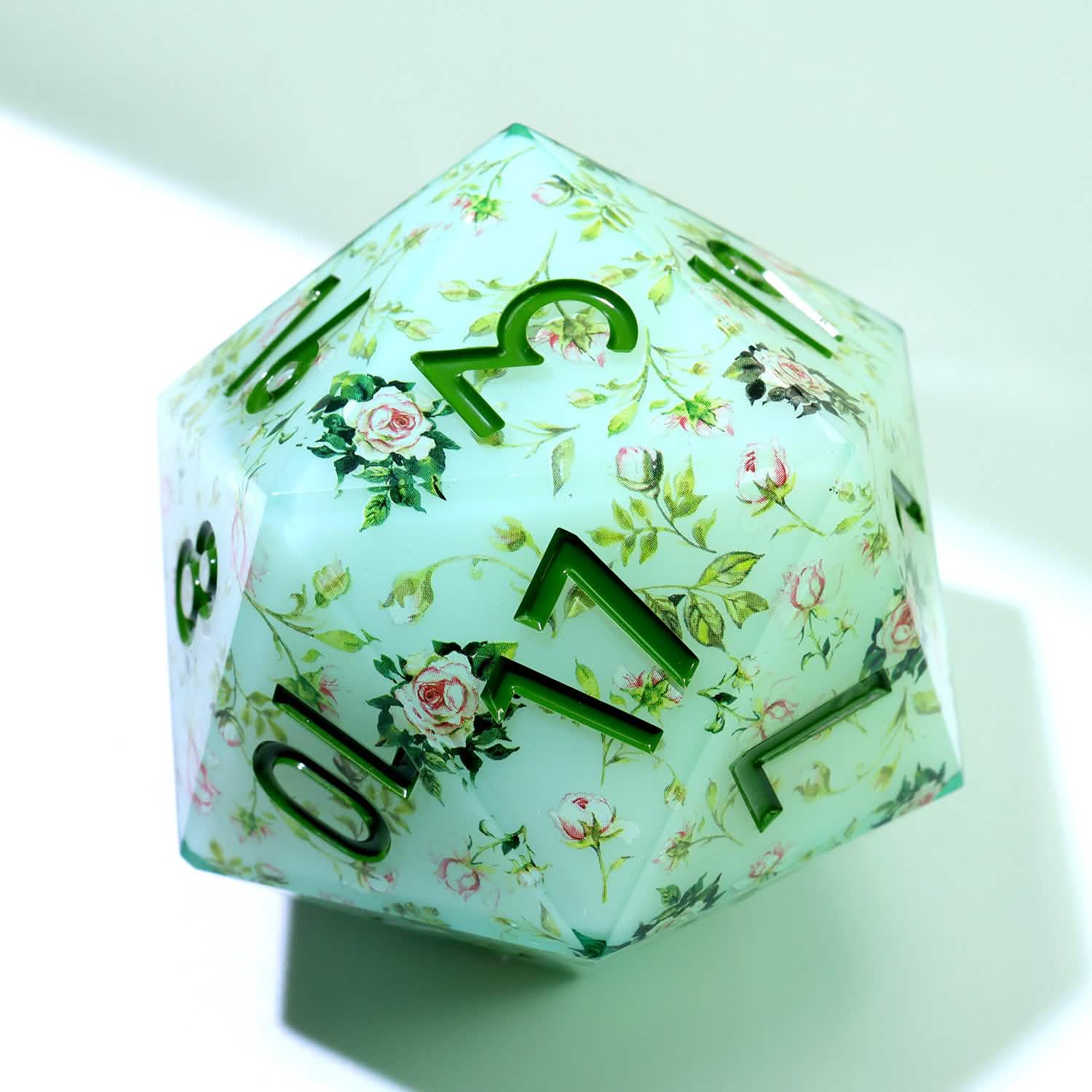 Floral Notes | 50mm D20 | Oversized Art Core Dice | Single Dice