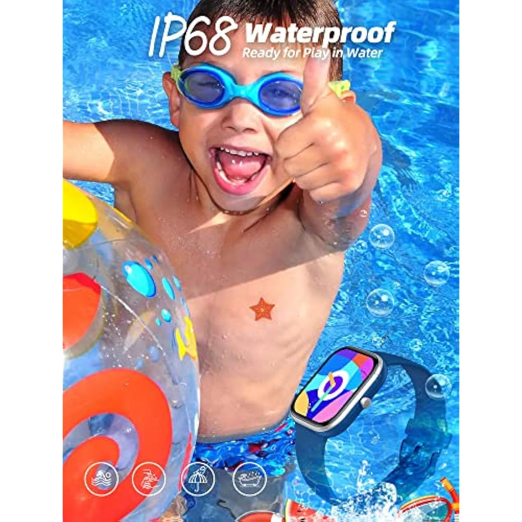Slothcloud Kids Smart Watch – IP68 Waterproof Fitness Tracker, Blue