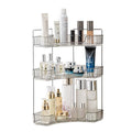 3-Tier Corner Vanity Organiser – Grey Bathroom Counter Shelf