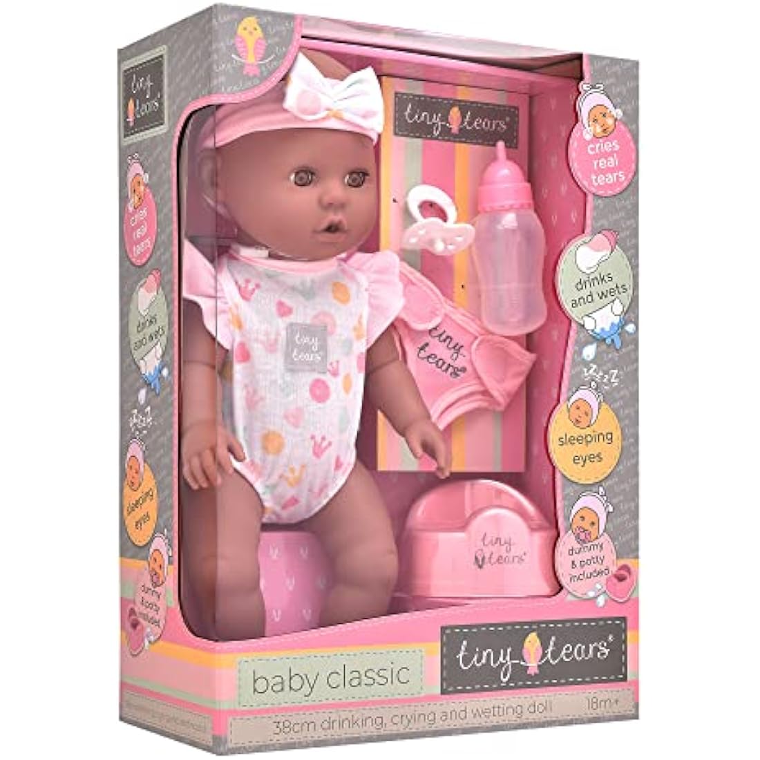 Tiny Tears Baby Classic 38cm Crying and Wetting Doll with Accessories