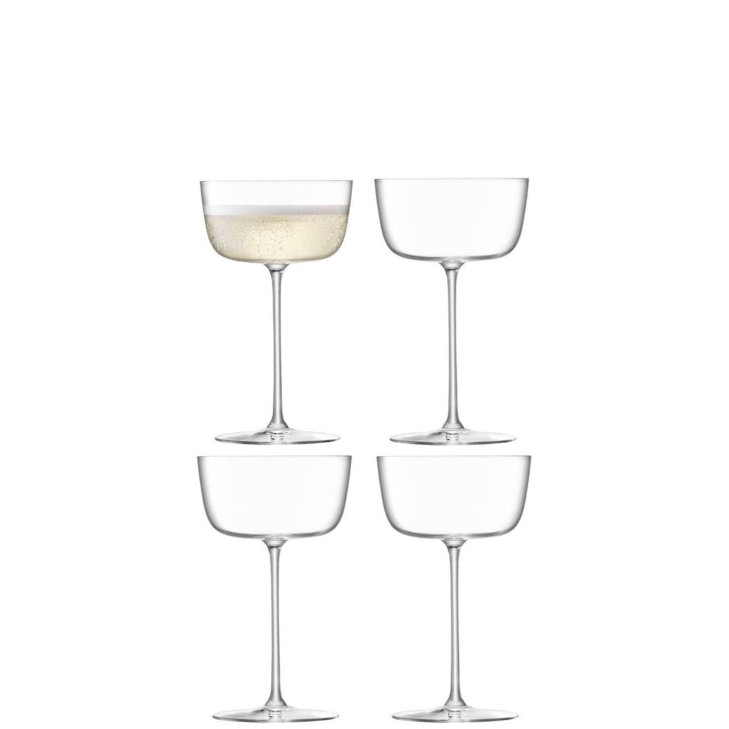 LSA International Borough Cocktail Saucer Glasses - 240ml Clear - Set of 4