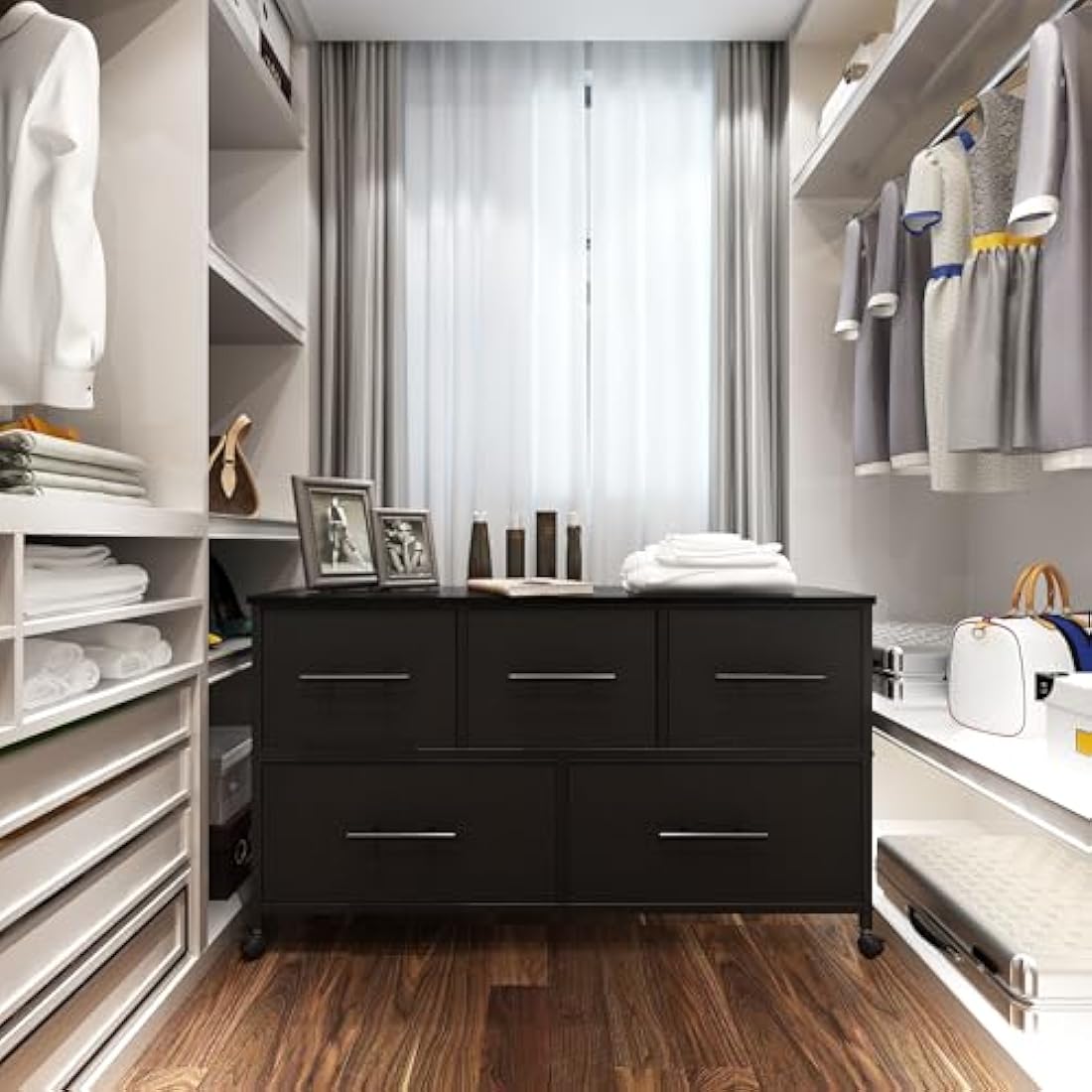 Jolof Store 5-Drawer Fabric Dresser | Rolling Storage Chest for Bedroom