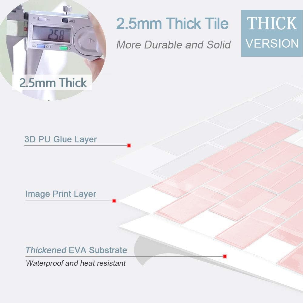 Yoillione Thick Peel and Stick Subway Tiles | 3D Kitchen Backsplash