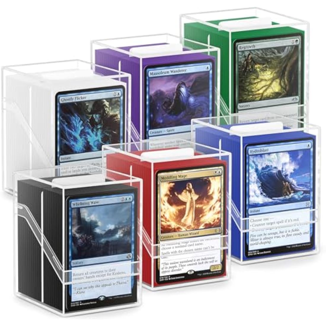 6 Pack Clear Card Deck Boxes with 600 Sleeves for MTG