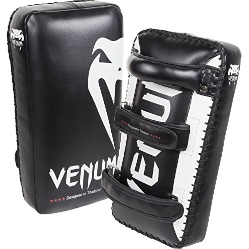 Venum Giant Kick Pads – Skintex Leather Muay Thai Sparring Gear, Black