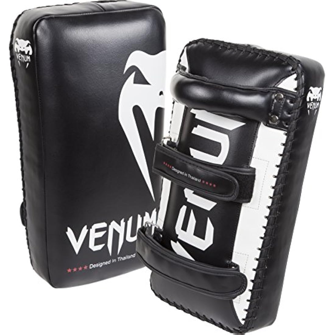 Venum Giant Kick Pads – Skintex Leather Muay Thai Sparring Gear, Black