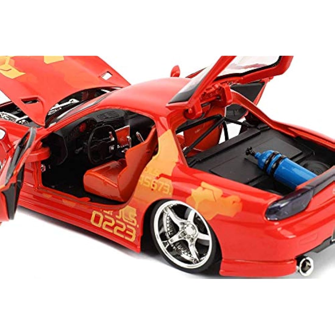 Jada Toys 1993 Mazda RX-7 Diecast Model Car – 1:24 Scale Orange Metal
