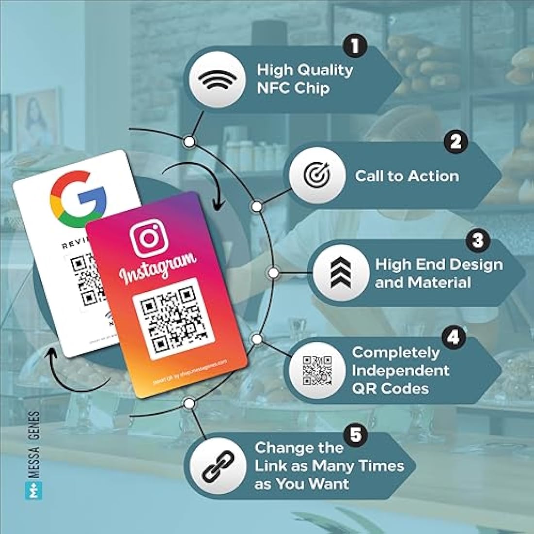 Jolof Store NFC & QR Code Google Review and Instagram Card - 2 Pack