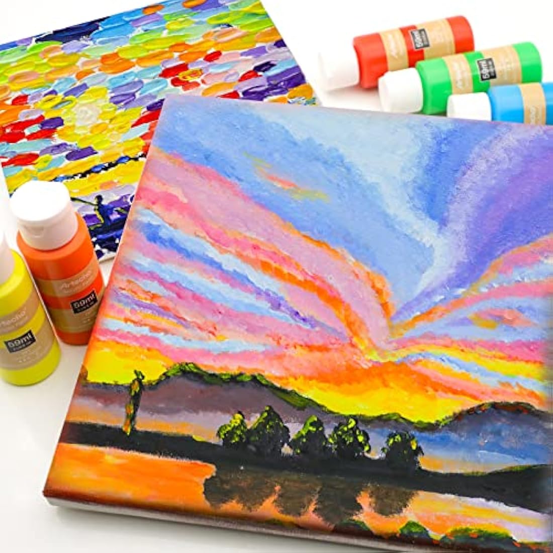 Artecho Acrylic Paint Set - 48 Vibrant Colors for Canvas and Crafts