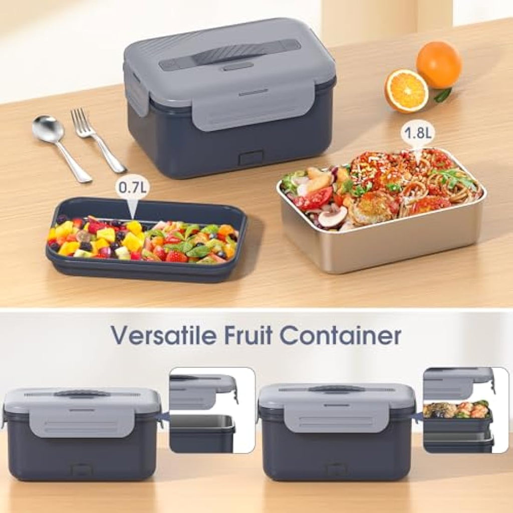 Monteka 100W Electric Lunch Box - 1.8L Heated Food Warmer for Car & Home