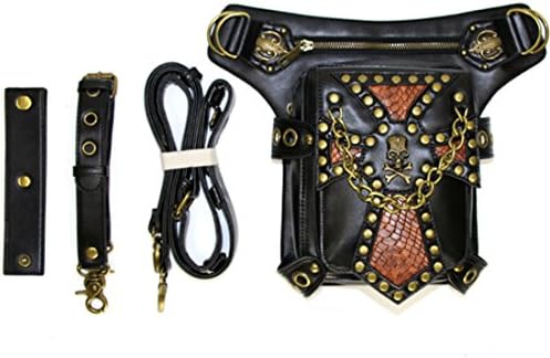 FiveloveTwo Steampunk PU Leather Tactical Drop Leg Bag & Waist Pack