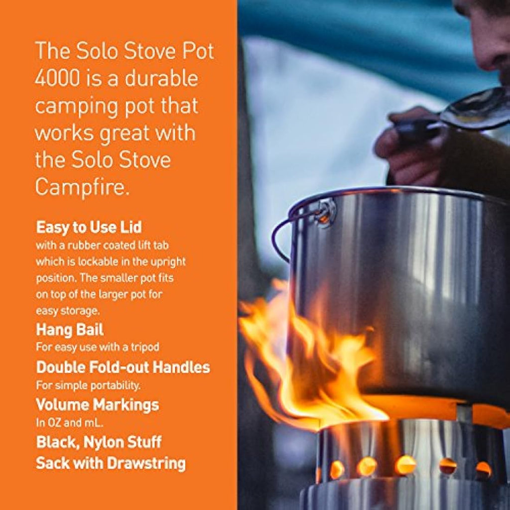 Solo Stove 4L Stainless Steel Backpacking Pot with Nylon Sack