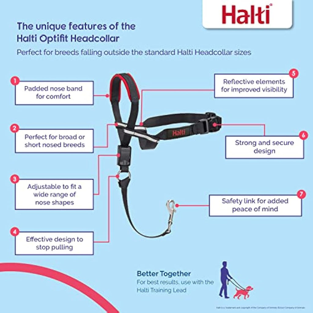Halti Optifit Dog Headcollar – Anti-Pull Training Harness, Medium, Black