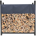 QUICK STAR Metal Firewood Rack with Protective Cover – 113x25x115cm Grey