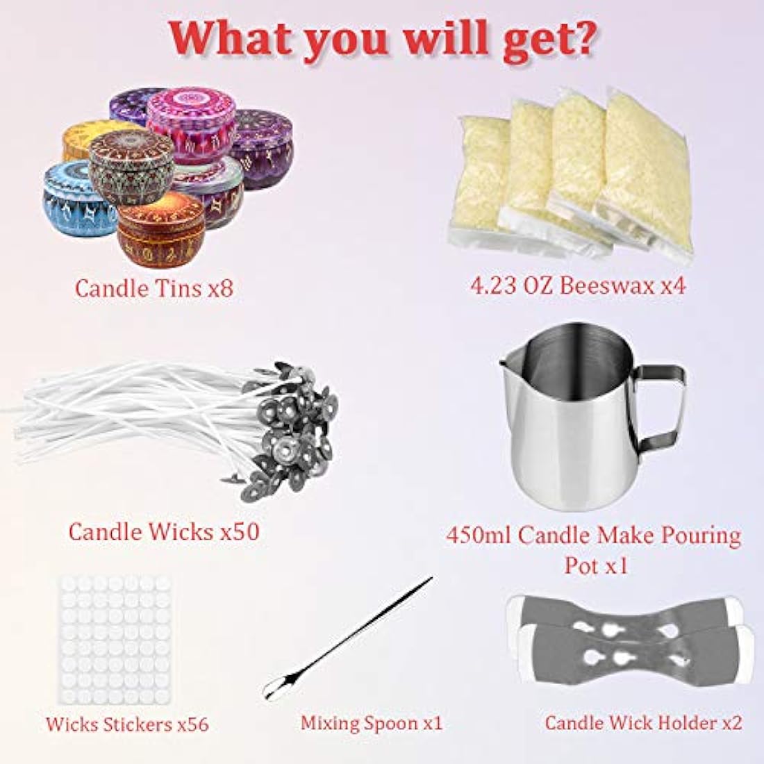 DIY Candle Making Kit – Soy Wax Beginner Set with 8 Tins