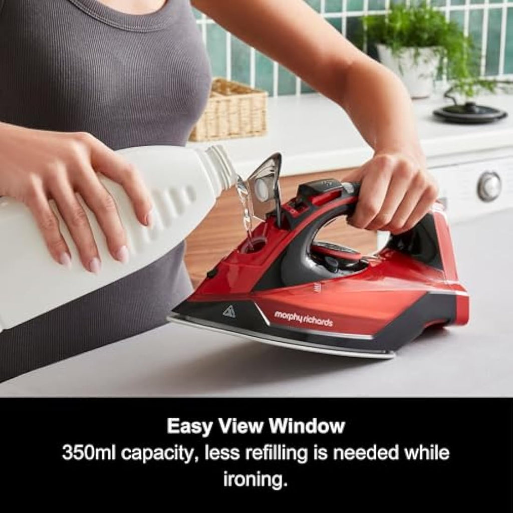 Morphy Richards EasyCHARGE Cordless Steam Iron | 2400W Ceramic Red