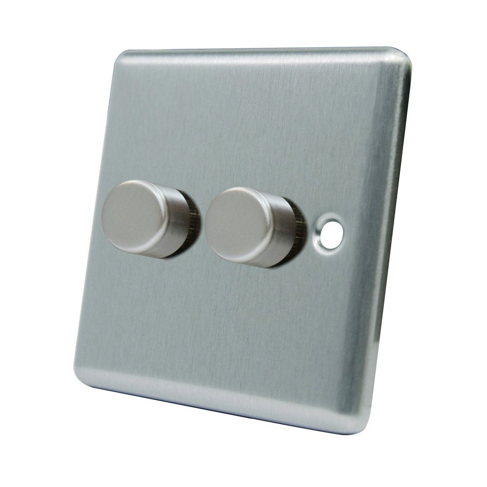 AET 2-Gang 2-Way Light Dimmer Switch | Satin Chrome 400W Classical