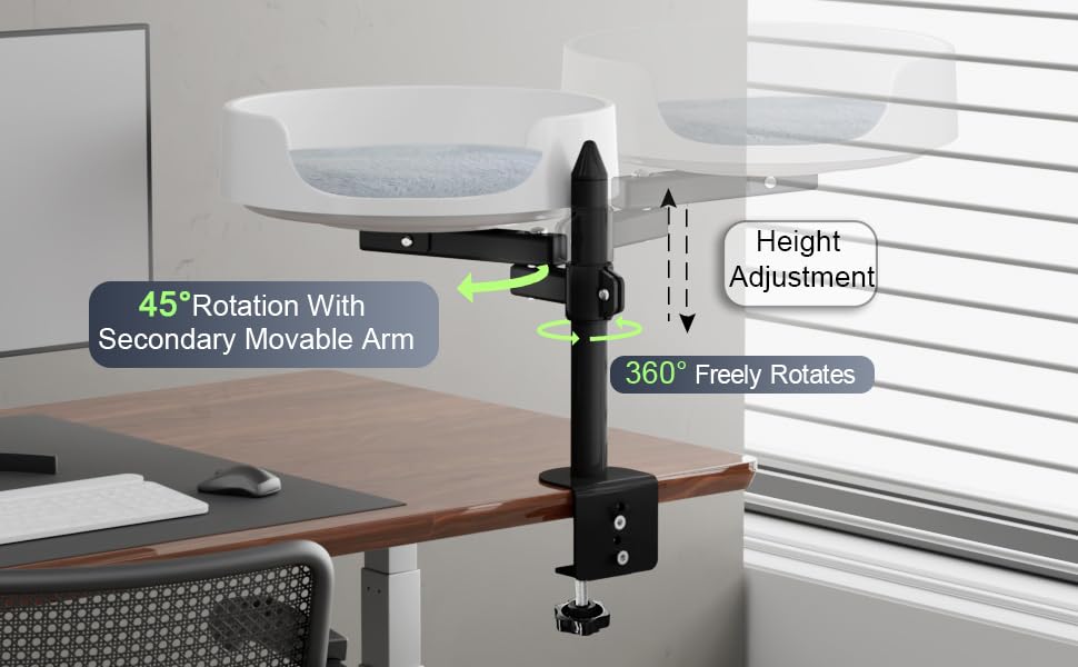 NestChroix Elevated Desk Cat Bed | 360° Rotating Adjustable Perch