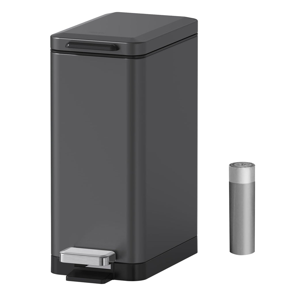 Mbillion 10L Slim Step Trash Can – Soft Close Stainless Steel Bin