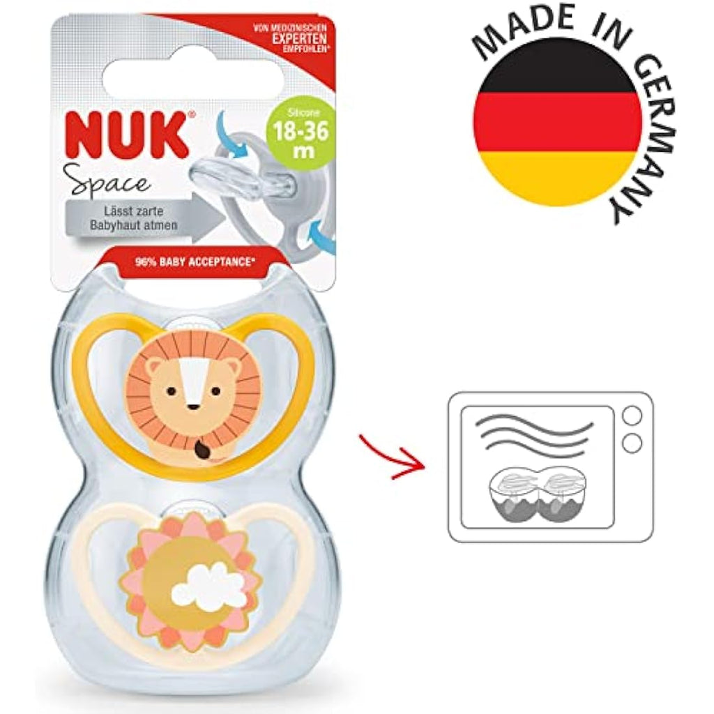 NUK Space Baby Dummy | 18-36m Silicone Soothers for Sensitive Skin