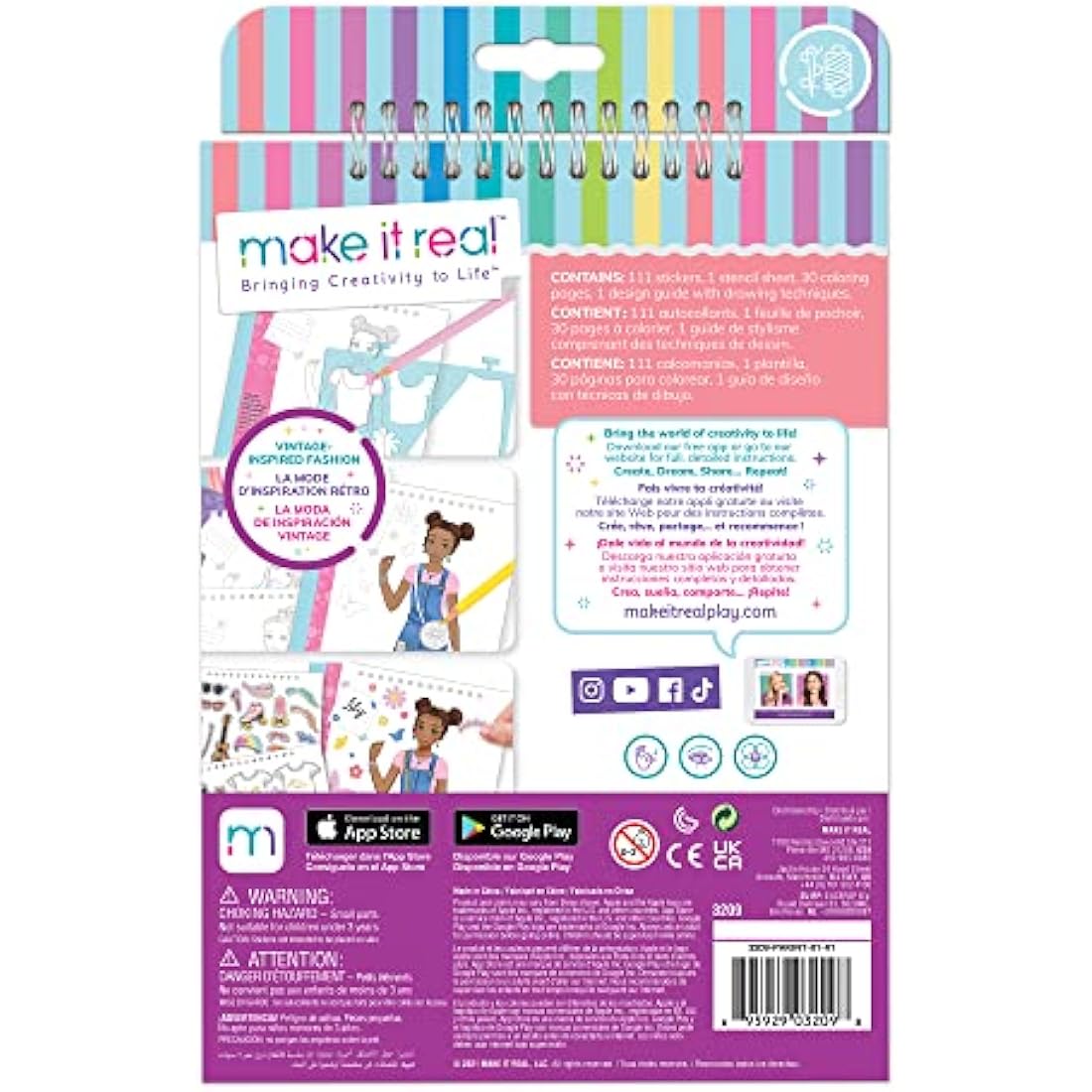 Make It Real Love and Daisy Fashion Design Sketchbook with Stencils
