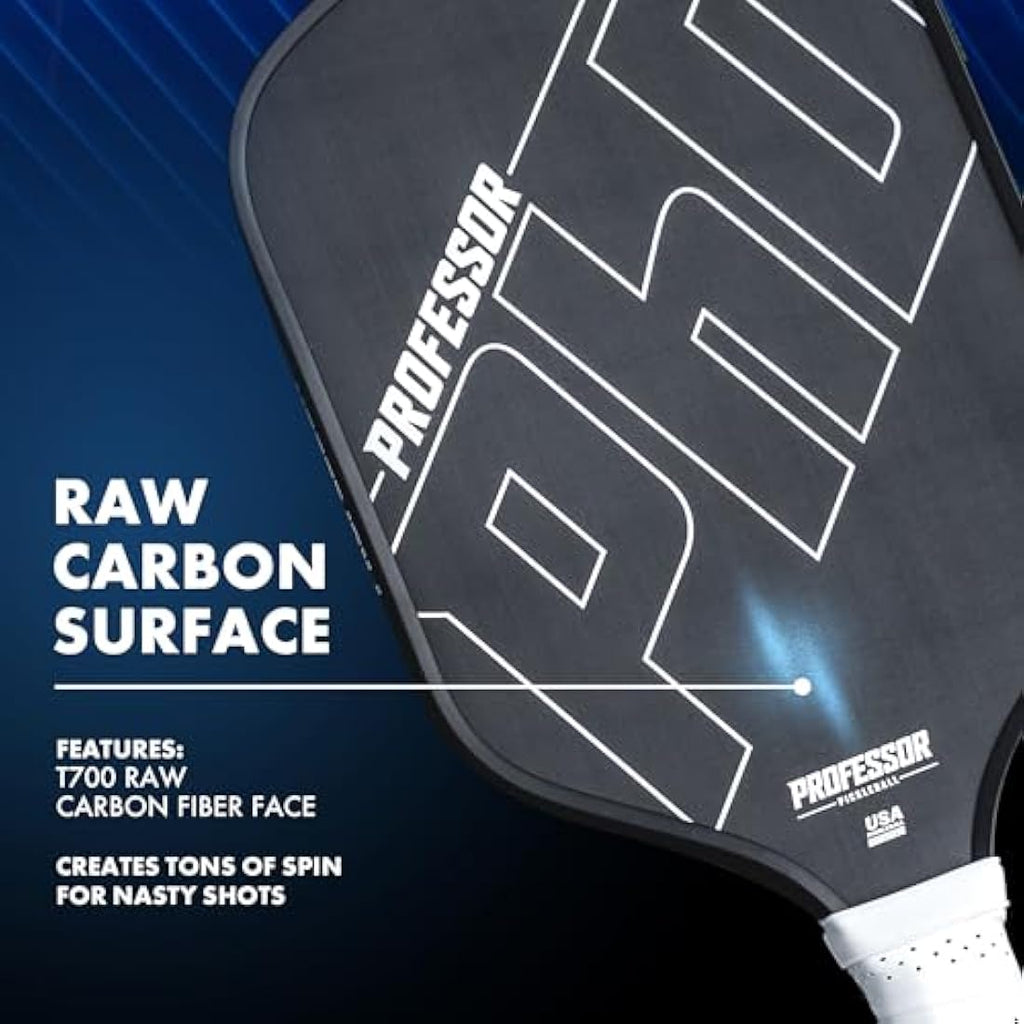 Professor PhD Raw Carbon Fiber Pickleball Paddle | 16mm T700 Core