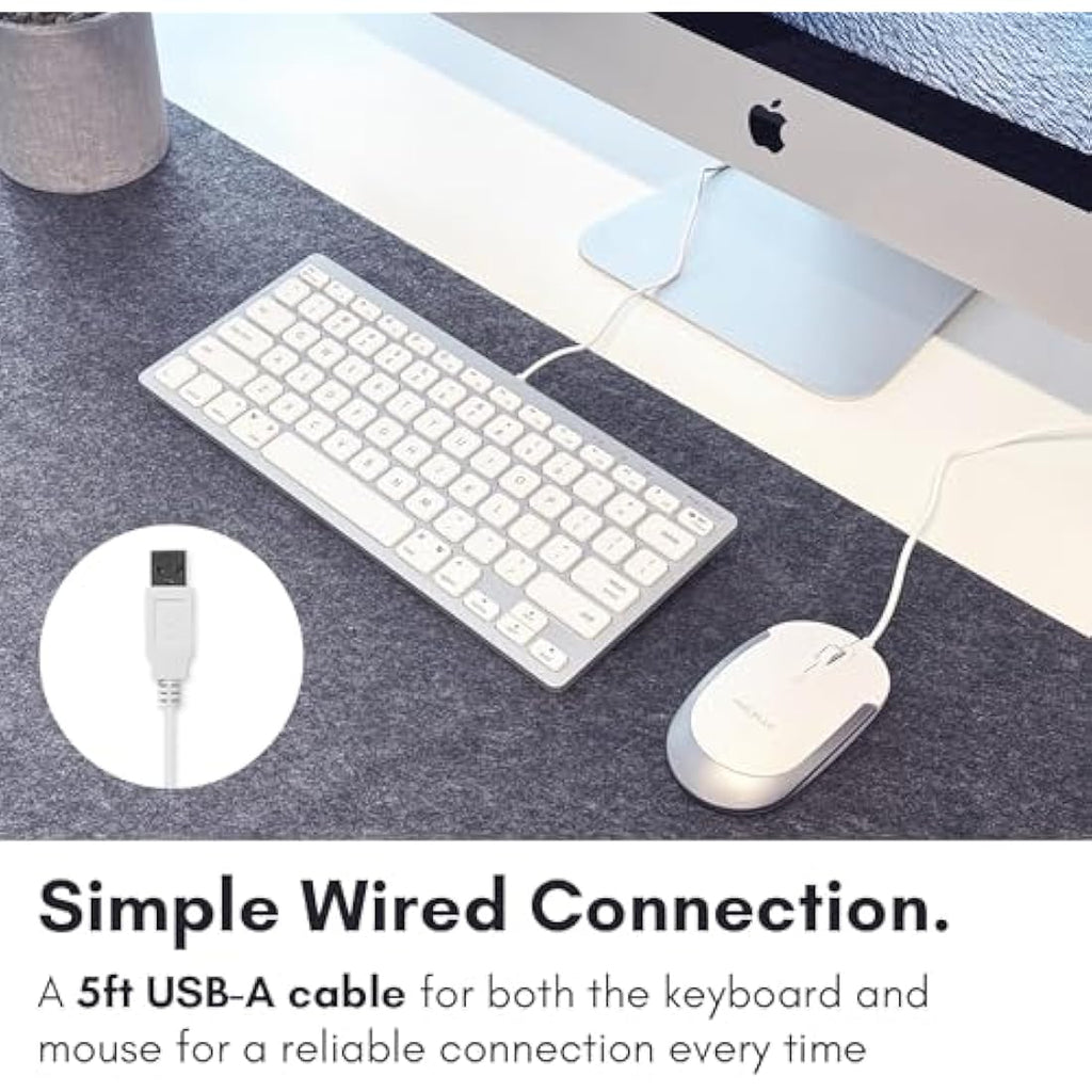 Macally Compact Wired Keyboard and Silent Mouse Combo for Mac & PC