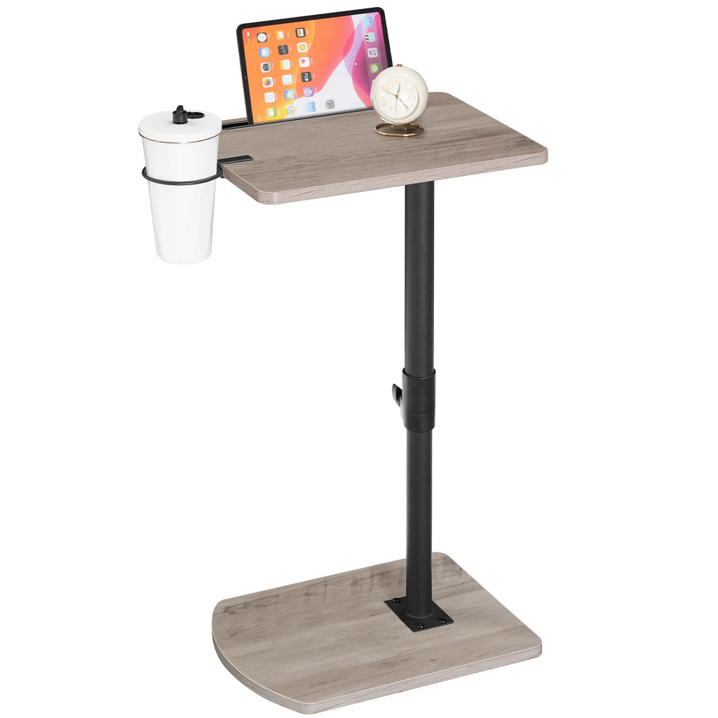HOOBRO C Shaped Side Table, Height Adjustable Bedside Table, 360° Rotating Sofa Table Laptop Tables with Detachable Cup Holder and Tablet Slot - image 1